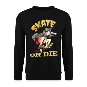 Skate or die Skateboarder Anime Girl - Unisex Sweatshirt - black - Front - Alina (178cm) & Michal (187cm)