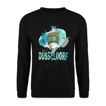 Düsseldorf Allemagne City Skyline Splash Coloré - Sweat-shirt Unisexe - noir - Devant - Alina (178cm) & Michal (187cm)