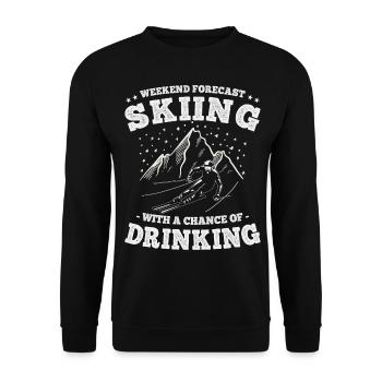 Wochenendprognose Skifahren und Trinken Lustige Ski - Unisex Pullover - Schwarz - Vorne - Alina (178cm) & Michal (187cm)