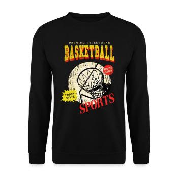 Basketball Basketballer Korb Sport Vintage Retro - Unisex Pullover - Schwarz - Vorne - Alina (178cm) & Michal (187cm)