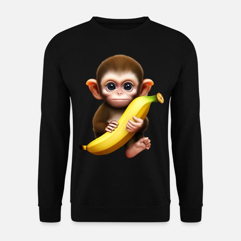 Singe mignon avec banane géante - Sweat-shirt Unisexe - noir