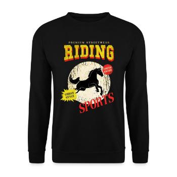 Riding Horse Rider Jumping Sport Vintage Retro - Unisex Sweatshirt - black - Front - Alina (178cm) & Michal (187cm)