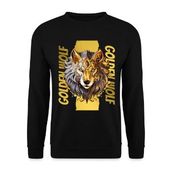 Wolf Wolf’s Head Gold Nature Wilderness Adventure Art - Sweat-shirt Unisexe - noir - Devant - Alina (178cm) & Michal (187cm)