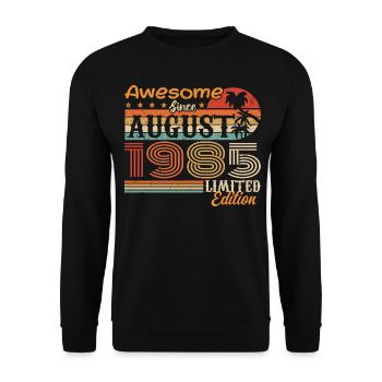 1985 Août Idée cadeau Août 1985 - Sweat-shirt Unisexe - noir - Devant - Alina (178cm) & Michal (187cm)