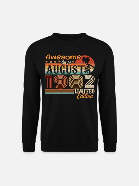 1982 August Geschenkidee August 1982 - Unisex Pullover - Schwarz