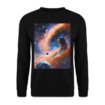 Goddess transcends in stardust - Unisex Sweatshirt - black - Front - Alina (178cm) & Michal (187cm)