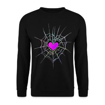 Spinnennetz Herz Halloween - Unisex Pullover - Schwarz - Vorne - Alina (178cm) & Michal (187cm)