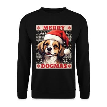 Chien Noël laid joyeux dogmes père Noël chapeau - Sweat-shirt Unisexe - noir - Devant - Alina (178cm) & Michal (187cm)