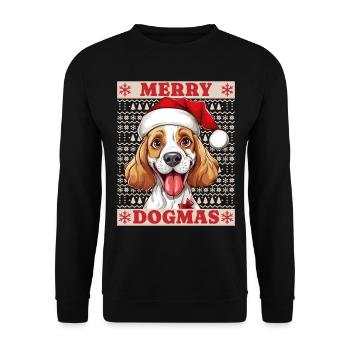 Chien Noël laid joyeux dogmes père Noël chapeau - Sweat-shirt Unisexe - noir - Devant - Alina (178cm) & Michal (187cm)