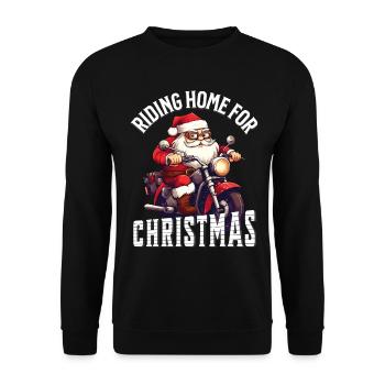 Santa Claus Motorcycle Sunglasses Christmas - Unisex Sweatshirt - black - Front - Alina (178cm) & Michal (187cm)