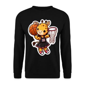 Baby giraffe throwing basket - Unisex Sweatshirt - black - Front - Alina (178cm) & Michal (187cm)