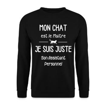 mon chat est le maitre - Sweat-shirt Unisexe - noir - Devant - Alina (178cm) & Michal (187cm)