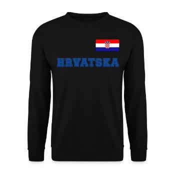 Croatia jersey look – HRVATSKA with flag flag - Unisex Sweatshirt - black - Front - Alina (178cm) & Michal (187cm)