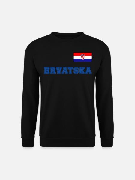 Kroatien Trikot Look – HRVATSKA mit Fahne Flagge - Unisex Pullover - Schwarz