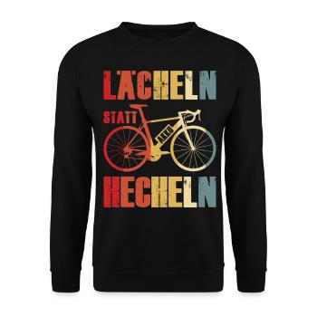 Lächeln Statt Hecheln EBike e-bike Akku Geschenk - Unisex Pullover - Schwarz - Vorne - Alina (178cm) & Michal (187cm)