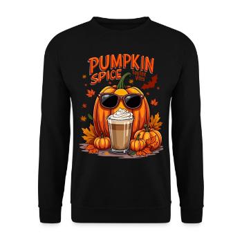 Cooles Pumpkin Spice Toffee Vibes Herbstdesign - Unisex Pullover - Schwarz - Vorne - Alina (178cm) & Michal (187cm)