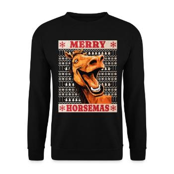 Cheval Noël Drôle Drôle Noël Noël - Sweat-shirt Unisexe - noir - Devant - Alina (178cm) & Michal (187cm)