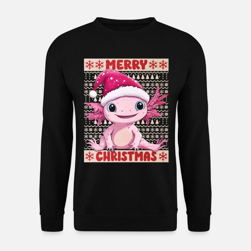 Axolotl Ugly Christmas Weihnachten Süß Niedlich - Unisex Pullover - Schwarz