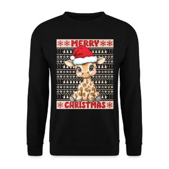 Giraffe Ugly Christmas Christmas Xmas Cute - Unisex Sweatshirt - black - Front - Alina (178cm) & Michal (187cm)