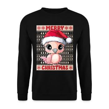 Flamingo Ugly Noël Noël Doux - Sweat-shirt Unisexe - noir - Devant - Alina (178cm) & Michal (187cm)