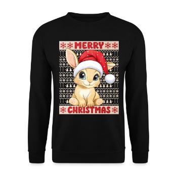 Lapin Lapin Moche Noël Noël Mignon - Sweat-shirt Unisexe - noir - Devant - Alina (178cm) & Michal (187cm)