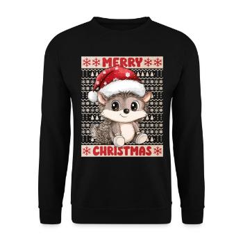 Hedgehog Ugly Christmas Christmas Xmas Cute Cute - Unisex Sweatshirt - black - Front - Alina (178cm) & Michal (187cm)
