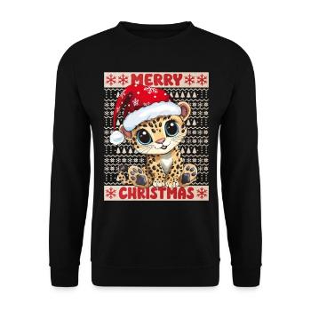 Léopard Moche Noël Noël Doux - Sweat-shirt Unisexe - noir - Devant - Alina (178cm) & Michal (187cm)