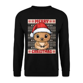 Quokka Noël laid Noël Noël doux - Sweat-shirt Unisexe - noir - Devant - Alina (178cm) & Michal (187cm)