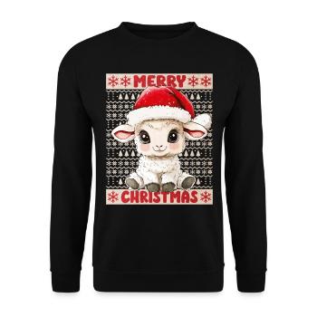 Mouton Agneau Moche Noël Noël Doux - Sweat-shirt Unisexe - noir - Devant - Alina (178cm) & Michal (187cm)