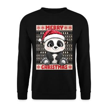 Panda Ours Noël Mignon Noël mignon Noël - Sweat-shirt Unisexe - noir - Devant - Alina (178cm) & Michal (187cm)