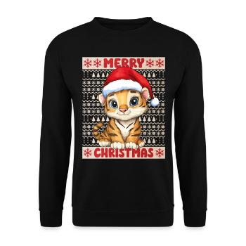 Tiger Ugly Christmas Christmas Xmas Cute Cute - Unisex Sweatshirt - black - Front - Alina (178cm) & Michal (187cm)
