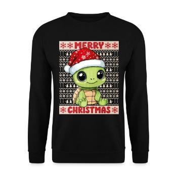Turtle Ugly Christmas Christmas Xmas Sweet - Unisex Sweatshirt - black - Front - Alina (178cm) & Michal (187cm)