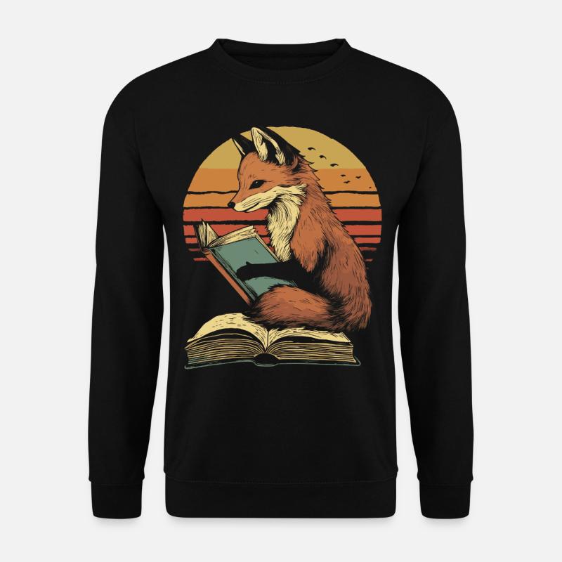 Fuchs liest Bücher - Unisex Pullover - Schwarz