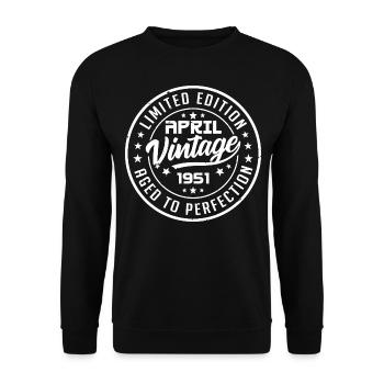 Original since April 1951 Apr Birthday Gift - Unisex Sweatshirt - black - Front - Alina (178cm) & Michal (187cm)