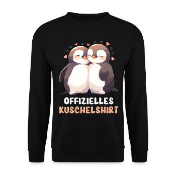 Chemise Câline Officielle Pingouins Amour Coeur Doux - Sweat-shirt Unisexe - noir - Devant - Alina (178cm) & Michal (187cm)