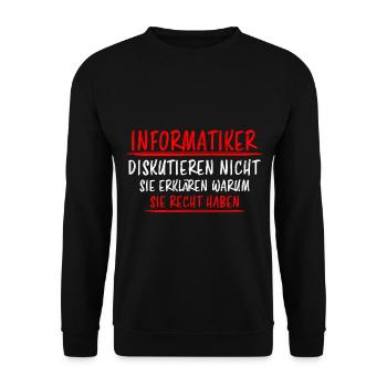 Informatiker Lustig Spruch Programmierer Geschenk - Unisex Pullover - Schwarz - Vorne - Alina (178cm) & Michal (187cm)