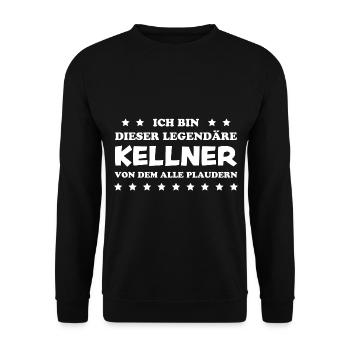 Kellner Lustige Spruch Service Restaurant Geschenk - Unisex Pullover - Schwarz - Vorne - Alina (178cm) & Michal (187cm)