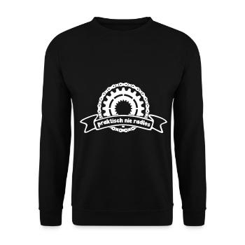 praktisch nie radlos Radlerspruch Radlspruch Radl - Unisex Pullover - Schwarz - Vorne - Alina (178cm) & Michal (187cm)