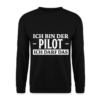Pilot Spruch Flugsport Lustiges Piloten Geschenk - Unisex Pullover - Schwarz - Vorne - Alina (178cm) & Michal (187cm)