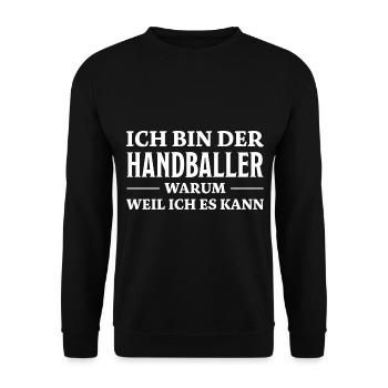 Handball Spruch Sport Lustiges Handballer Geschenk - Unisex Pullover - Schwarz - Vorne - Alina (178cm) & Michal (187cm)