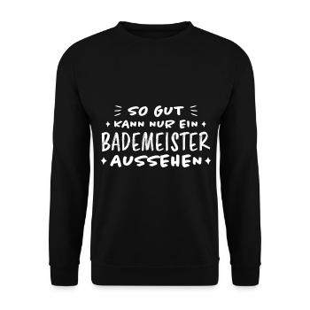 Bademeister Beruf Lustiger Spruch Freibad Geschenk - Unisex Pullover - Schwarz - Vorne - Alina (178cm) & Michal (187cm)