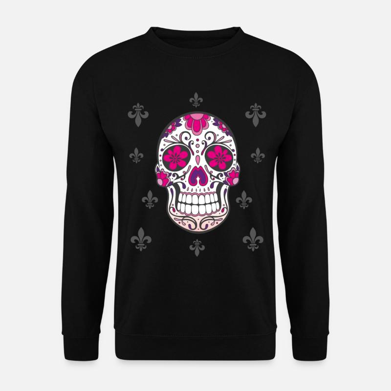 Sugar Skull Fleur De Lis - Sweat-shirt Unisexe - noir