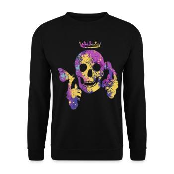 Crâne avec papillon - Sweat-shirt Unisexe - noir - Devant - Alina (178cm) & Michal (187cm)
