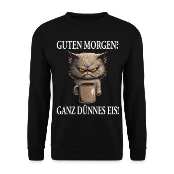 GUTEN MORGEN? GANZ DÜNNES EIS - Unisex Pullover - Schwarz - Vorne - Alina (178cm) & Michal (187cm)