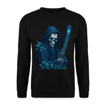 Faucheuse avec pipe d’herbe - Sweat-shirt Unisexe - noir - Devant - Alina (178cm) & Michal (187cm)