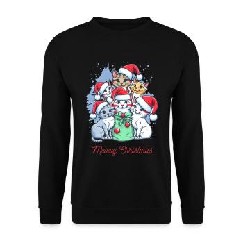 Festive Cat Christmas Crew Design - Unisex Sweatshirt - black - Front - Alina (178cm) & Michal (187cm)