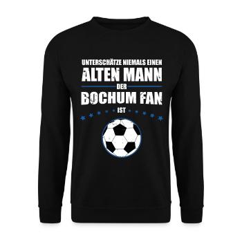 Alter Mann - Bochum Fan | Retro Vintage Design - Unisex Pullover - Schwarz - Vorne - Alina (178cm) & Michal (187cm)