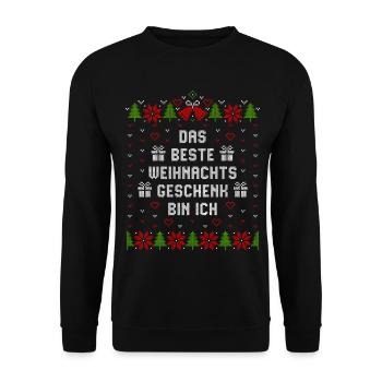 Das beste Weihnachtsgeschenk bin ich - Unisex Pullover - Schwarz - Vorne - Alina (178cm) & Michal (187cm)