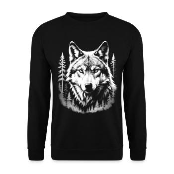 Wolf, Forest - Unisex Sweatshirt - black - Front - Alina (178cm) & Michal (187cm)