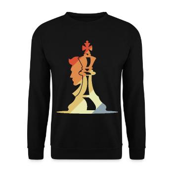 Schachspieler Skizze Retro - Unisex Pullover - Schwarz - Vorne - Alina (178cm) & Michal (187cm)